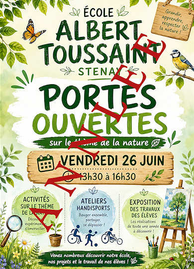 Portes ouvertes à l'école A. Toussaint le 26 juin